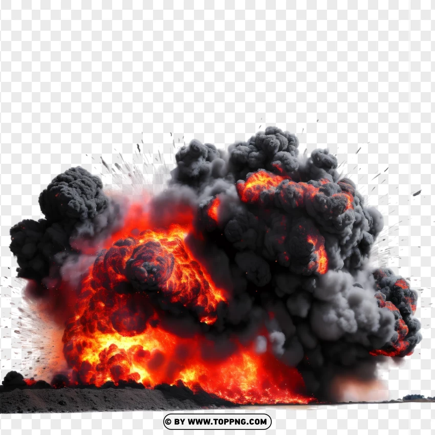 Massive Fiery Explosion With Smoke PNG Transparent Background