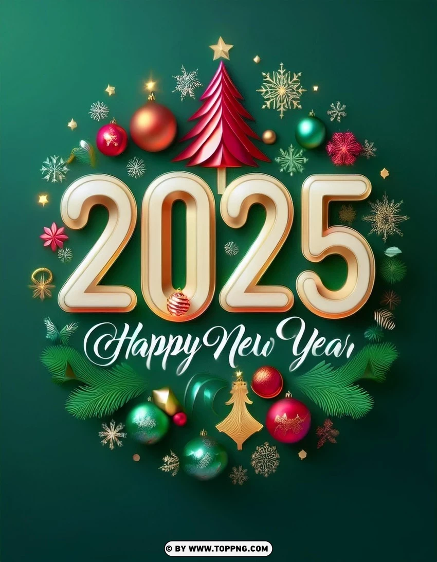 2025 New Year Card With Gift Wrapped Ideas PNG Transparent Background