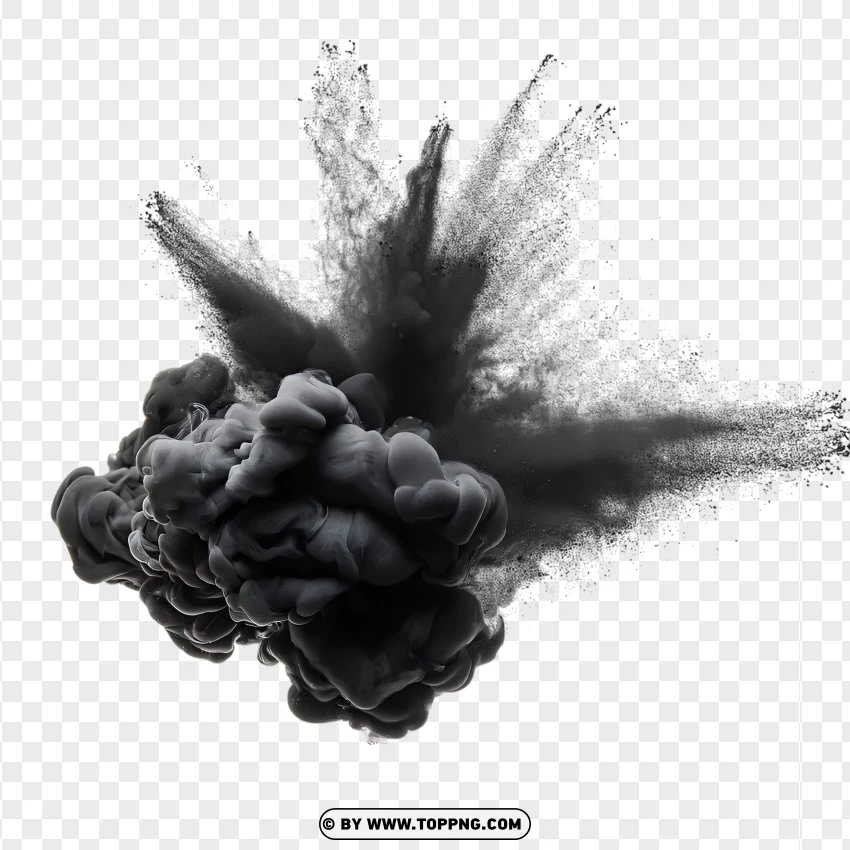 Realistic Black Smoke Cloud Explosion PNG Transparent Background