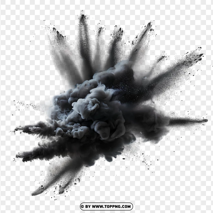 Massive Black Smoke Blast PNG Transparent Background