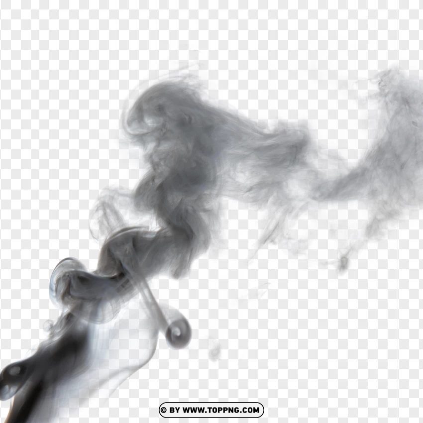 Dynamic Black Swirling Smoke Design PNG Transparent Background