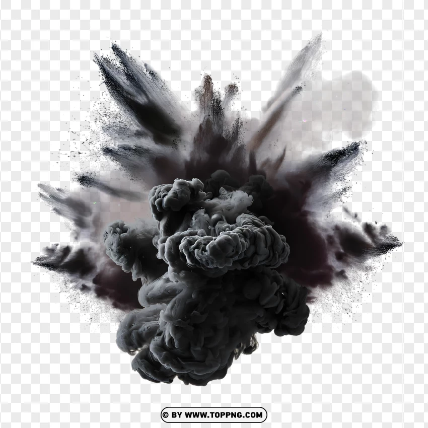 Massive Explosion Black Smoke Effect PNG Transparent Background