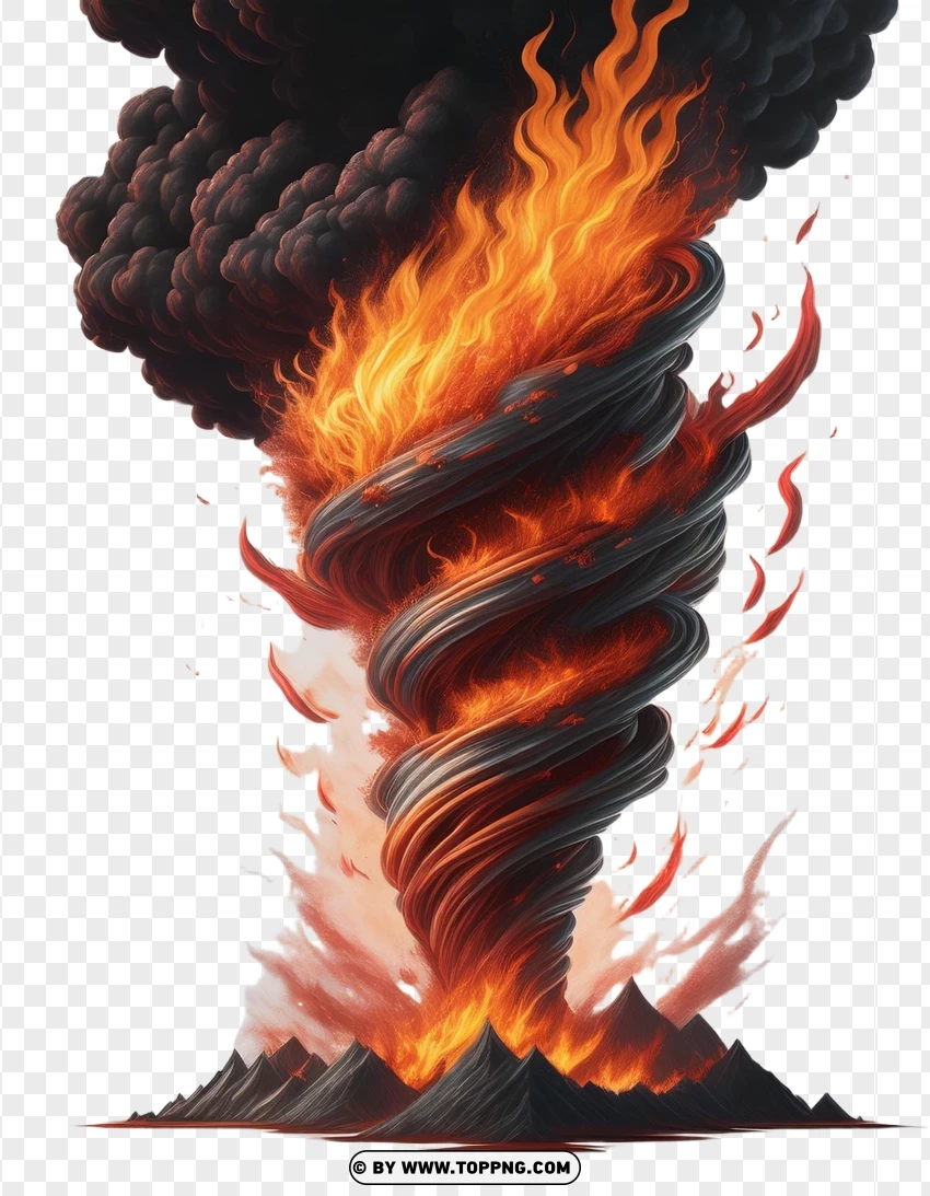 Towering Firestorm Tornado PNG Transparent Background