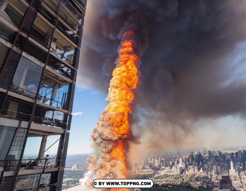 Massive Blaze Spiral In Urban Setting PNG Transparent Background