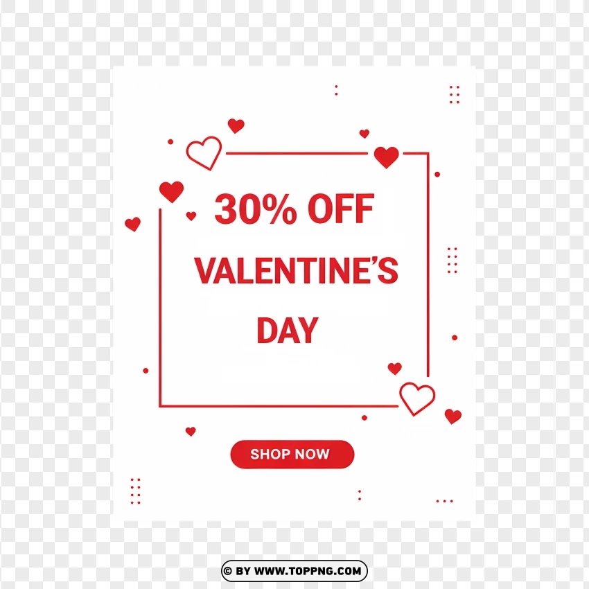 Hd 30% Off Valentines Day Sale Banner PNG Transparent Background