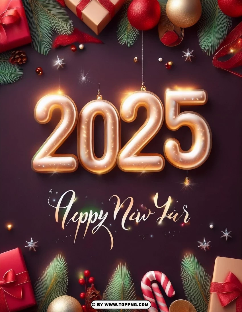 Holiday Cheer Ideas 2025 Vibrant New Year Greeting Card PNG Transparent Background