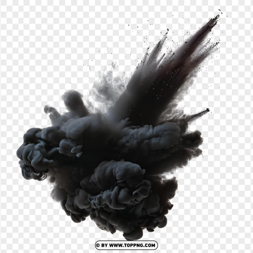 High-quality Black Smoke Explosion PNG Transparent Background