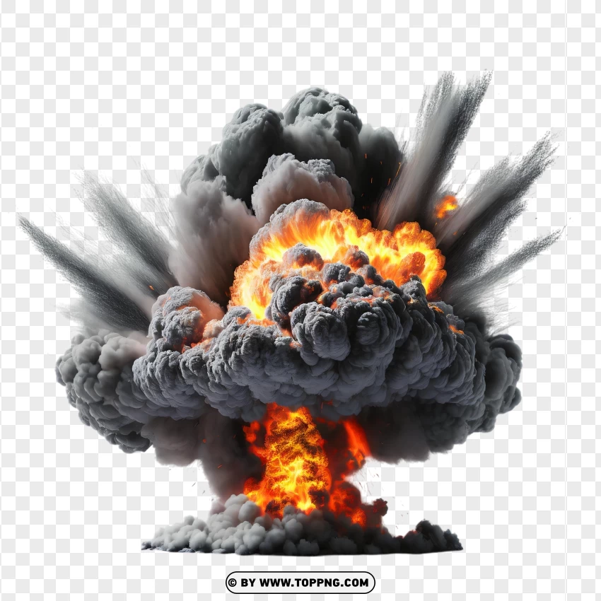 Bright Fireball With Smoke Explosion PNG Transparent Background