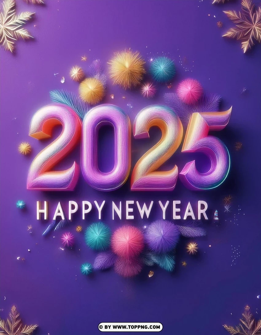 Elegant Purple 2025 Wishes Card With Decorations PNG Transparent Background