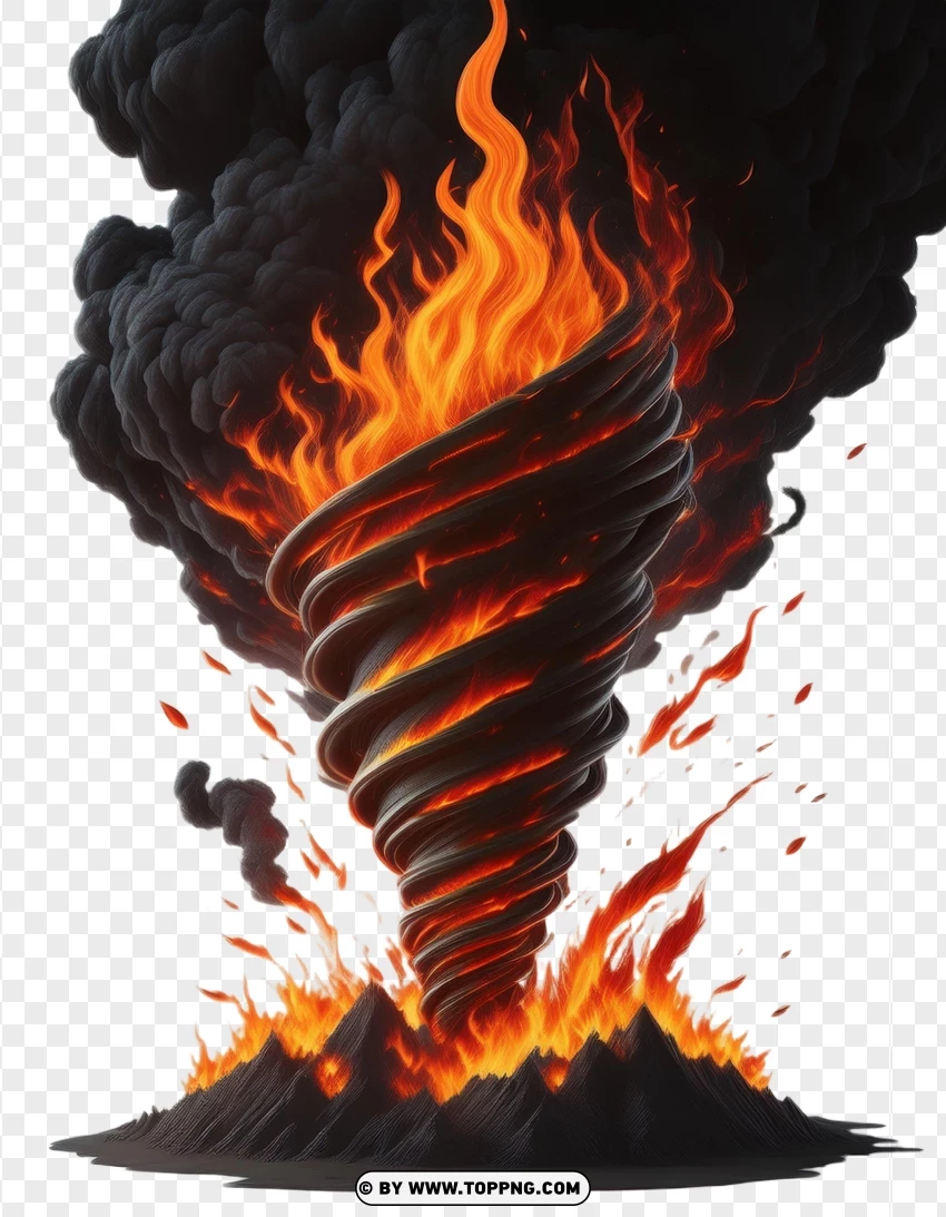 Wildfire Tornado With Smoke Trails PNG Transparent Background