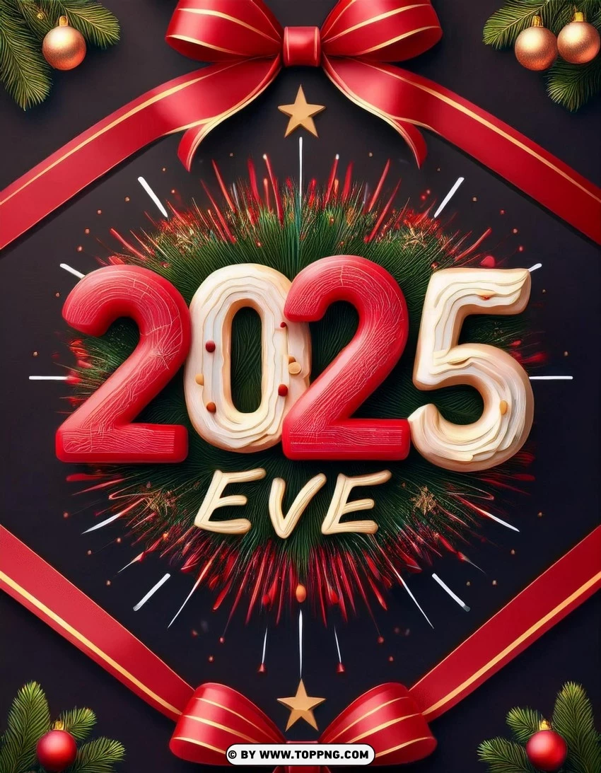 Elegant 2025 New Year Eve Card PNG Transparent Background