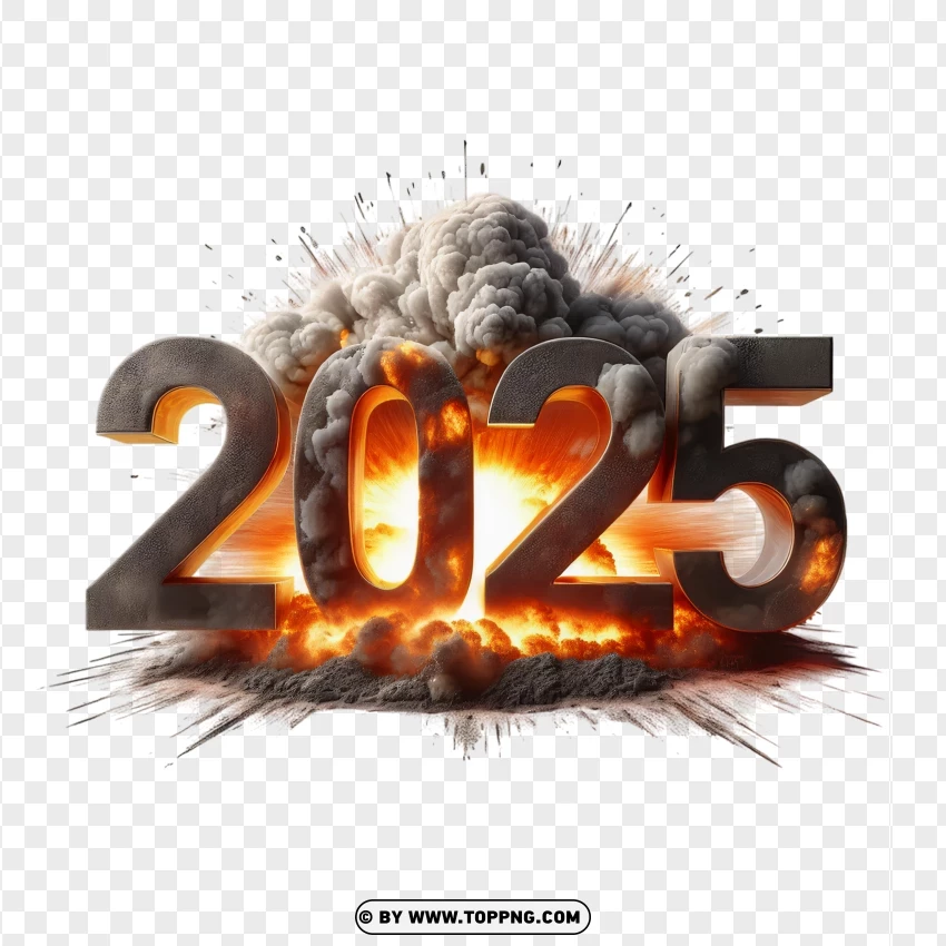 2025 Fireball Explosion With Smoke PNG Transparent Background