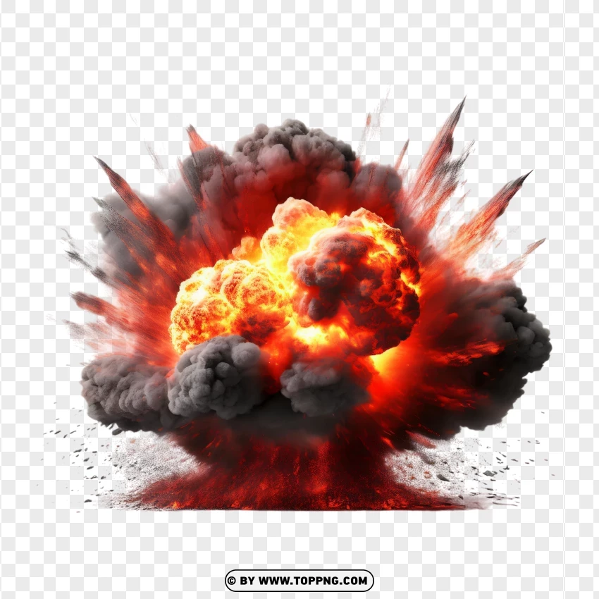 Bright Fireball Explosion With Smoke PNG Transparent Background