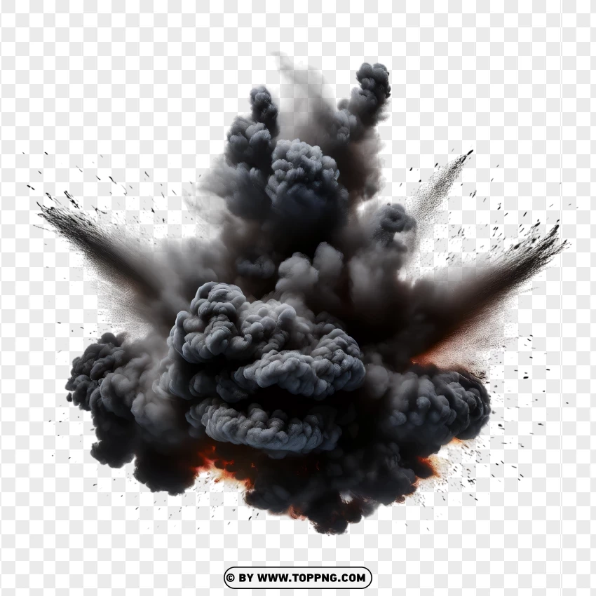 Black Smoke Explosion With Cloud Texture PNG Transparent Background