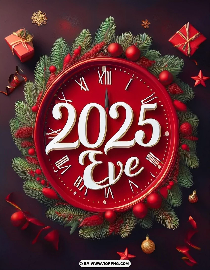 Pine Branches And Ornaments 2025 Celebration PNG Transparent Background