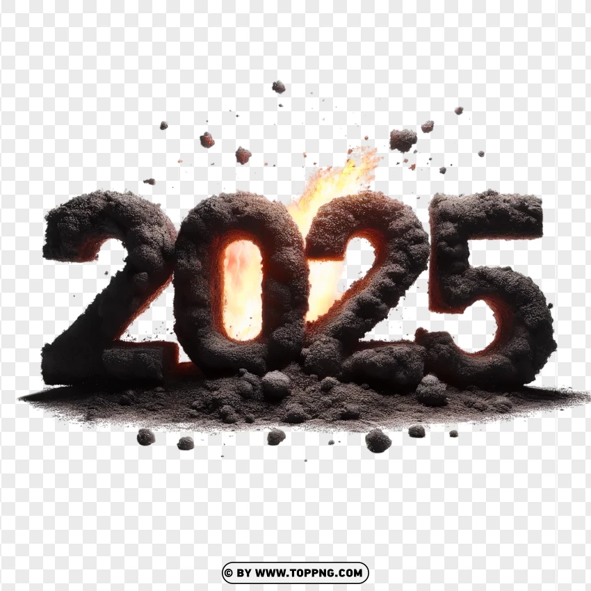 Dynamic 2025 Explosion With Fire And Smoke PNG Transparent Background