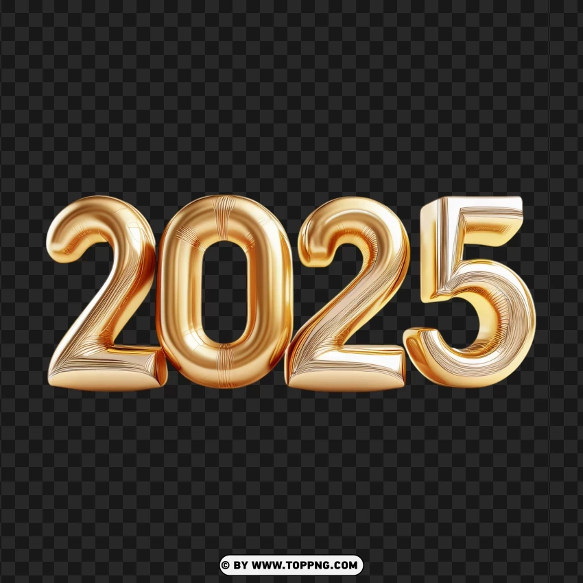 Bold Gold 2025 Numbers With Festive Style PNG Transparent Background