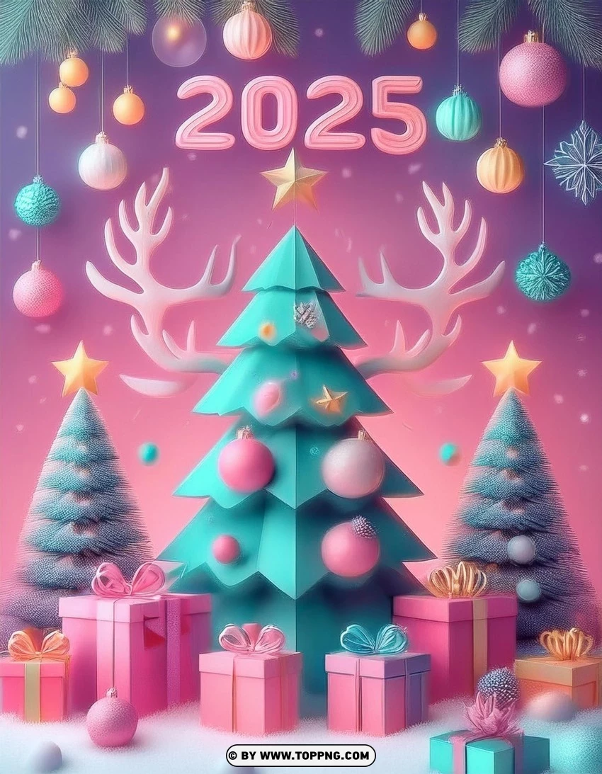 Festive Design With Fireworks 2025 New Year Card PNG Transparent Background