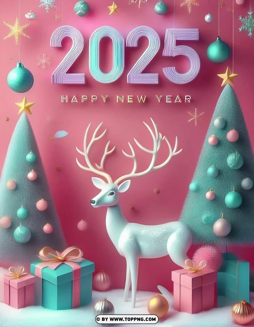 Golden Text And Decorations 2025 Holiday Card PNG Transparent Background