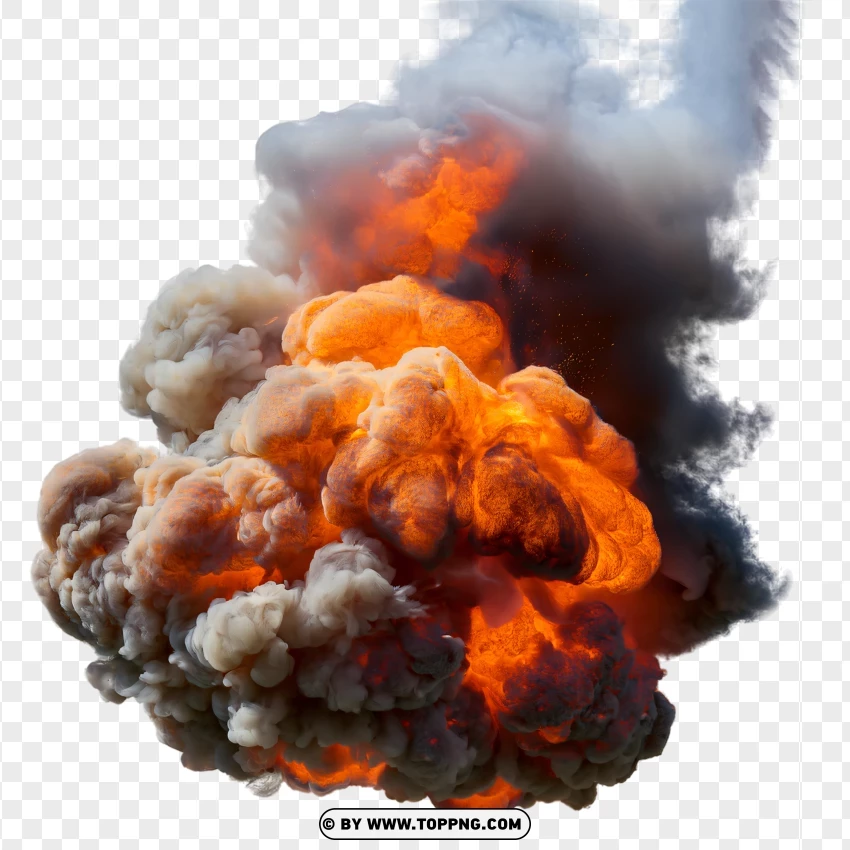 Bright Explosion With Orange Flames PNG Transparent Background