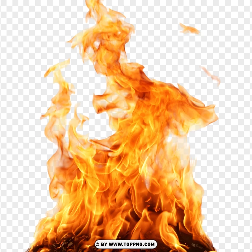 Burning Real Fire Flame In Orange And Yellow PNG Transparent Background