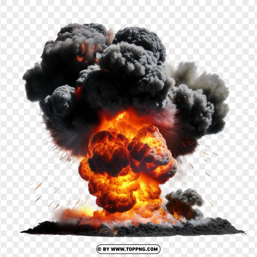 Intense Fireball With Smoke Effect PNG Transparent Background