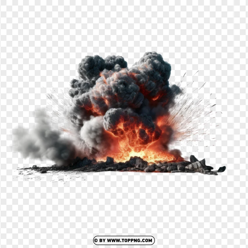 Explosion With Fire And Dark Smoke PNG Transparent Background