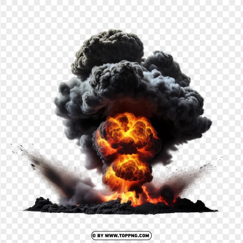 Dark Smoke And Fireball Blast PNG Transparent Background