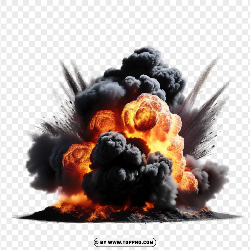 Fiery Blast With Rising Smoke PNG Transparent Background