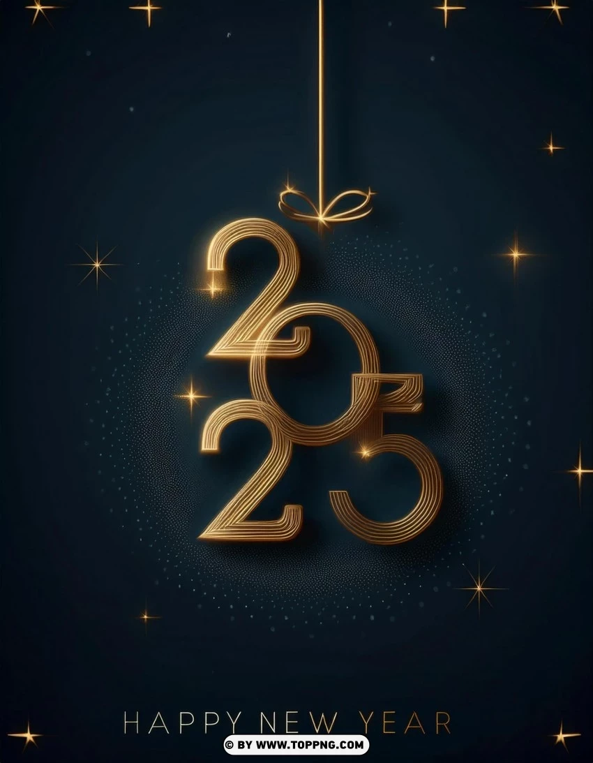 Hanging Gold 2025 Celebration Card Design PNG Transparent Background