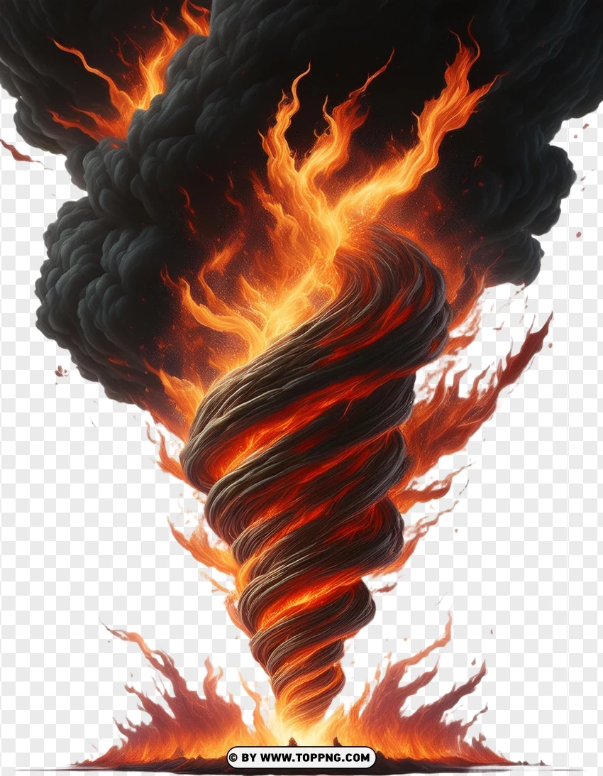 Blazing Fire Tornado In Motion PNG Transparent Background