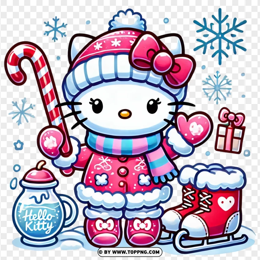 Hello Kitty Ice Skating PNG Transparent Background