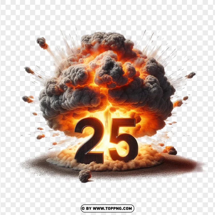 Fiery 2025 Atomic Bomb Blast With Smoke And Flames PNG Transparent Background