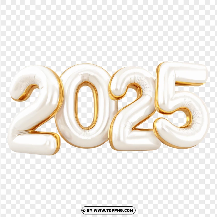 White And Gold 2025 Design PNG Transparent Background