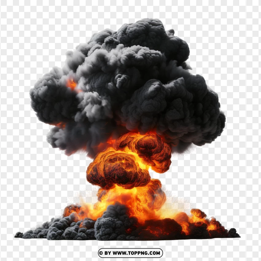 Dark Smoke And Fiery Explosion PNG Transparent Background