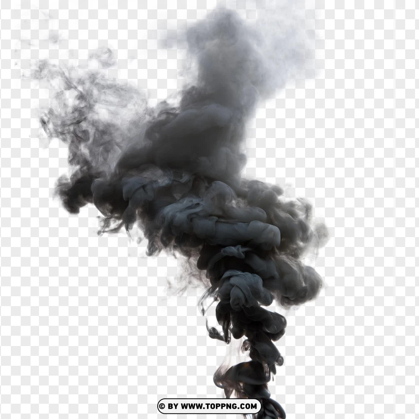 Dense Black Smoke Column PNG Transparent Background