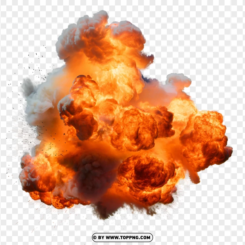 Bright Orange Flame Explosion With Smoke PNG Transparent Background