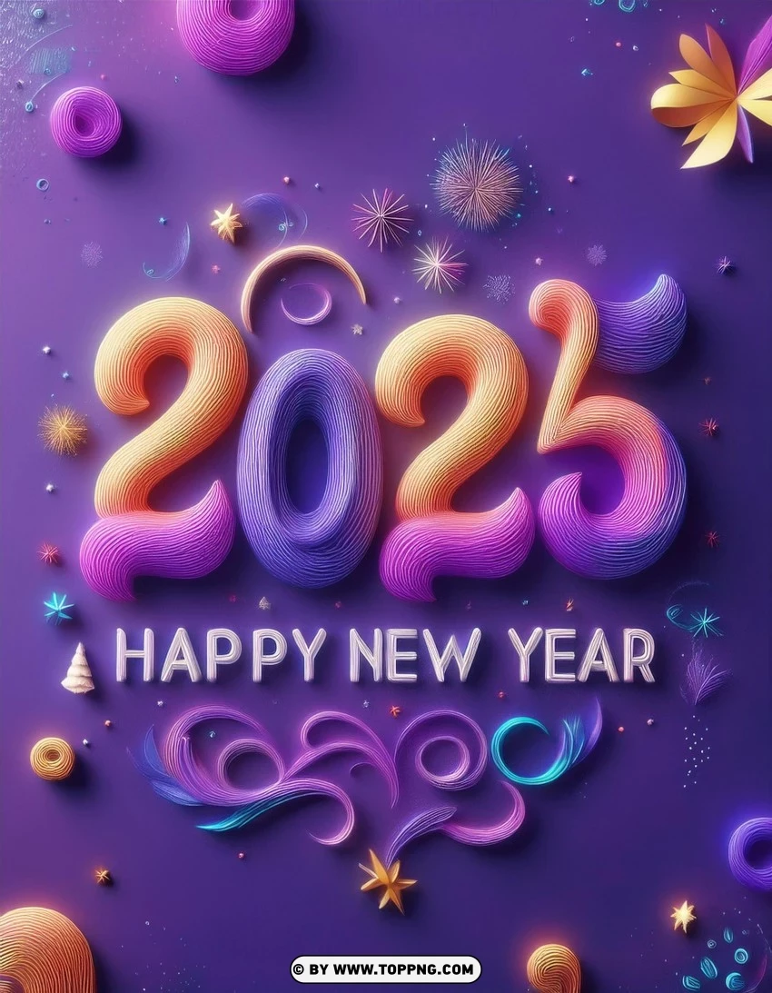 Elegant Purple 2025 Celebration Wishes Card PNG Transparent Background