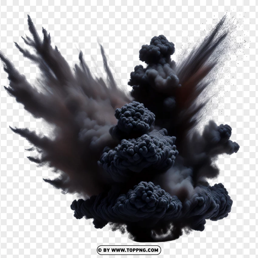 Black Smoke Explosion Effect PNG Transparent Background