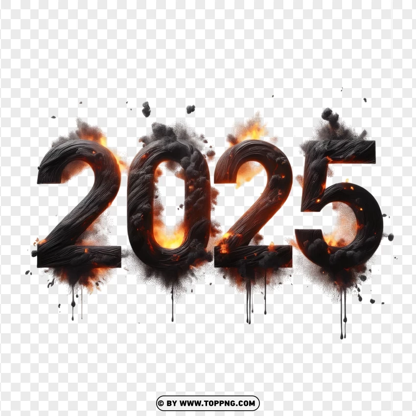 2025 Explosion With Thick Black Smoke PNG Transparent Background