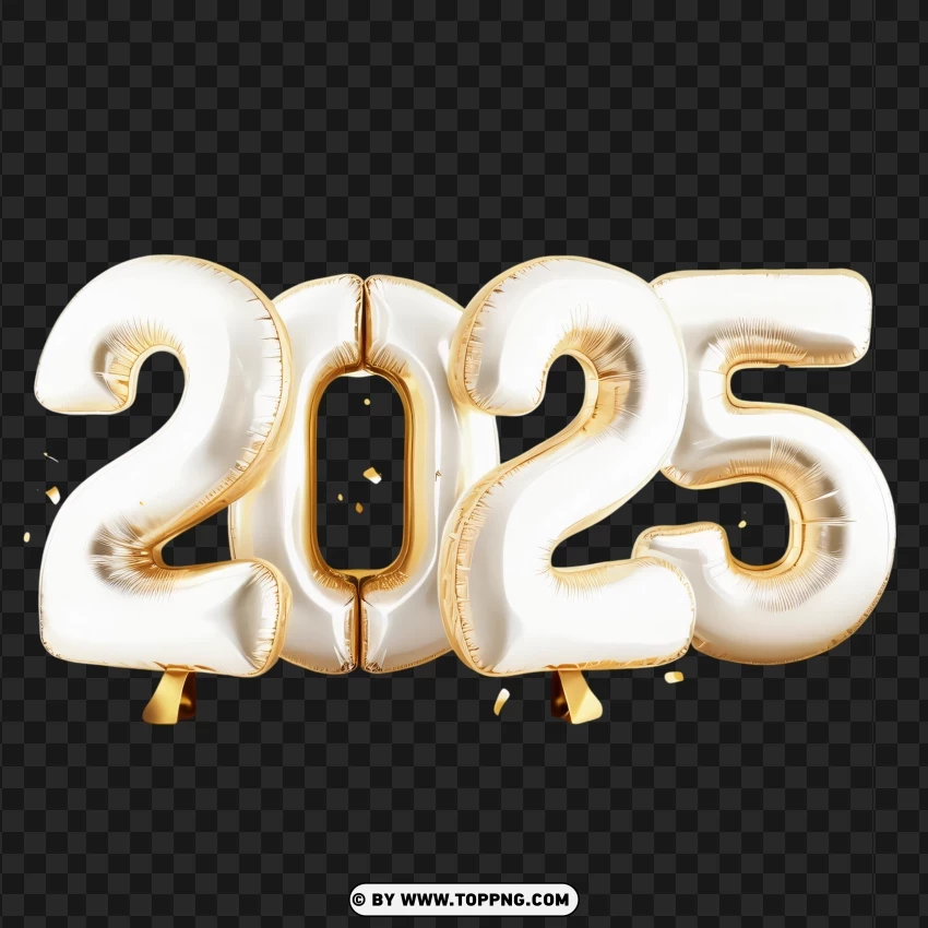 Golden 2025 Numbers 3d Render Clipart PNG Transparent Background