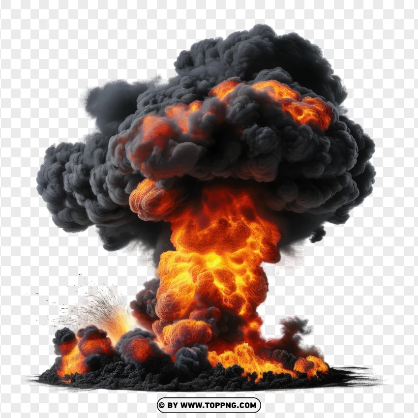 Fiery Explosion With Rising Smoke PNG Transparent Background