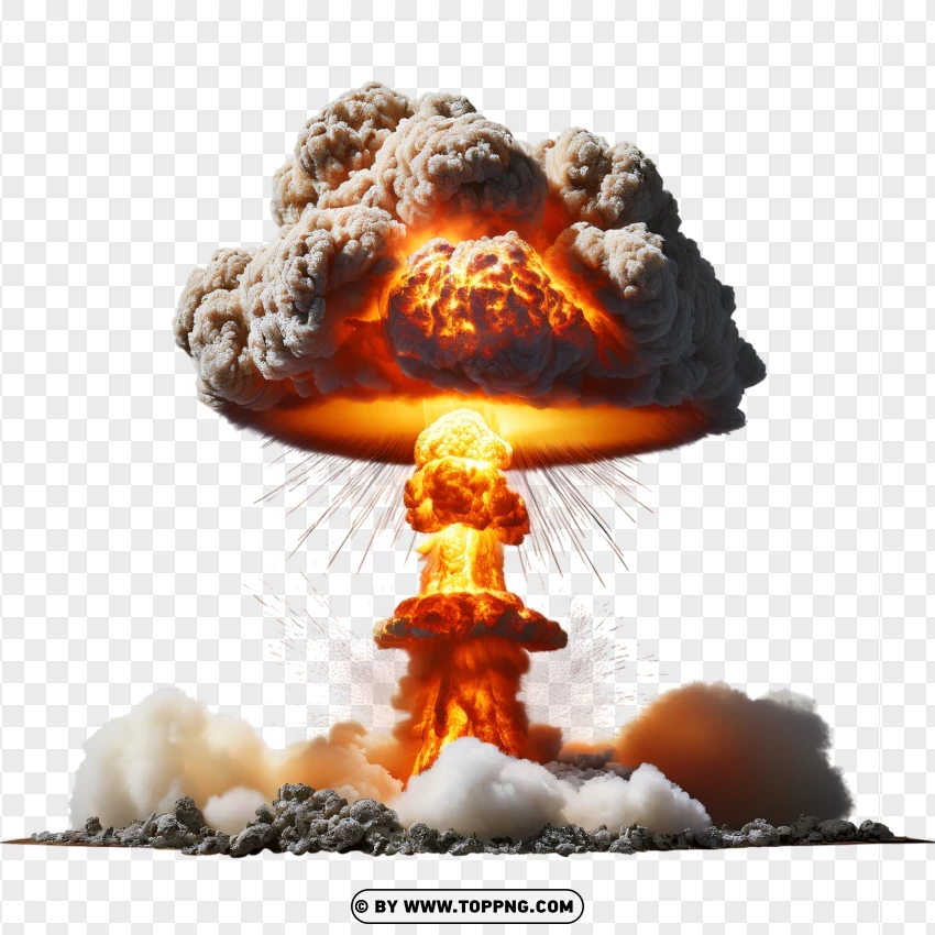 Nuclear Explosion With Bright Flames PNG Transparent Background