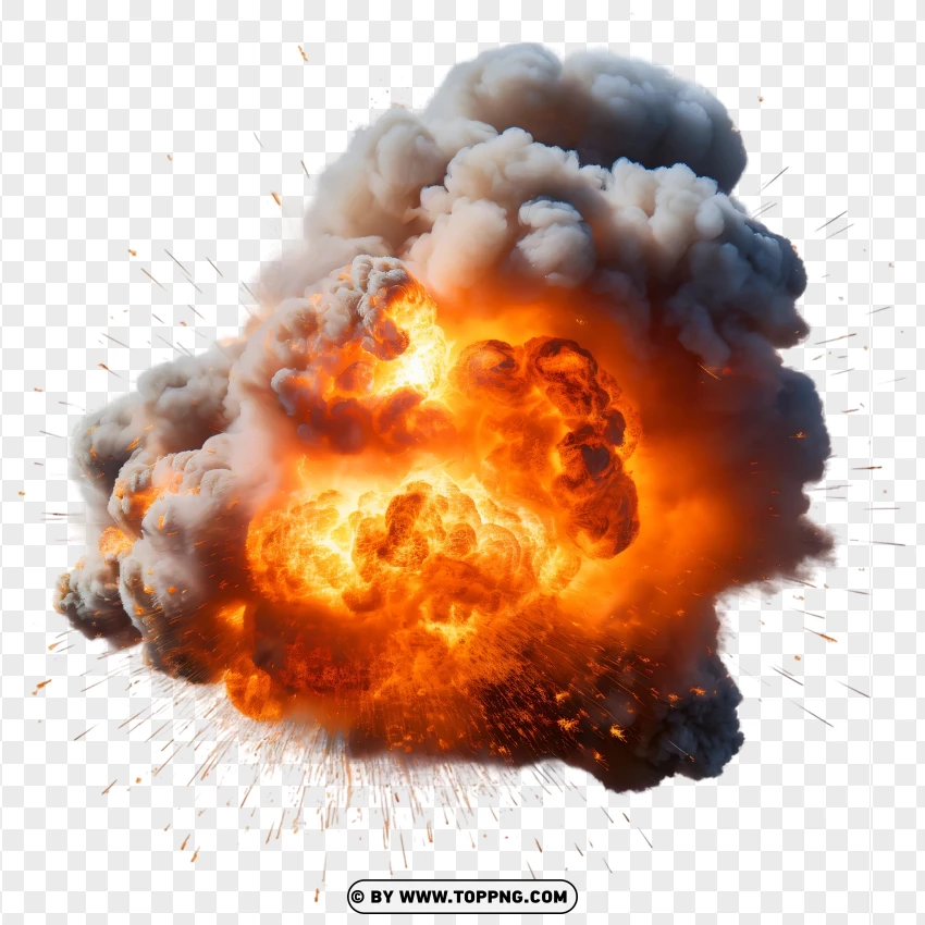 Dynamic Fireball Explosion With Smoke PNG Transparent Background