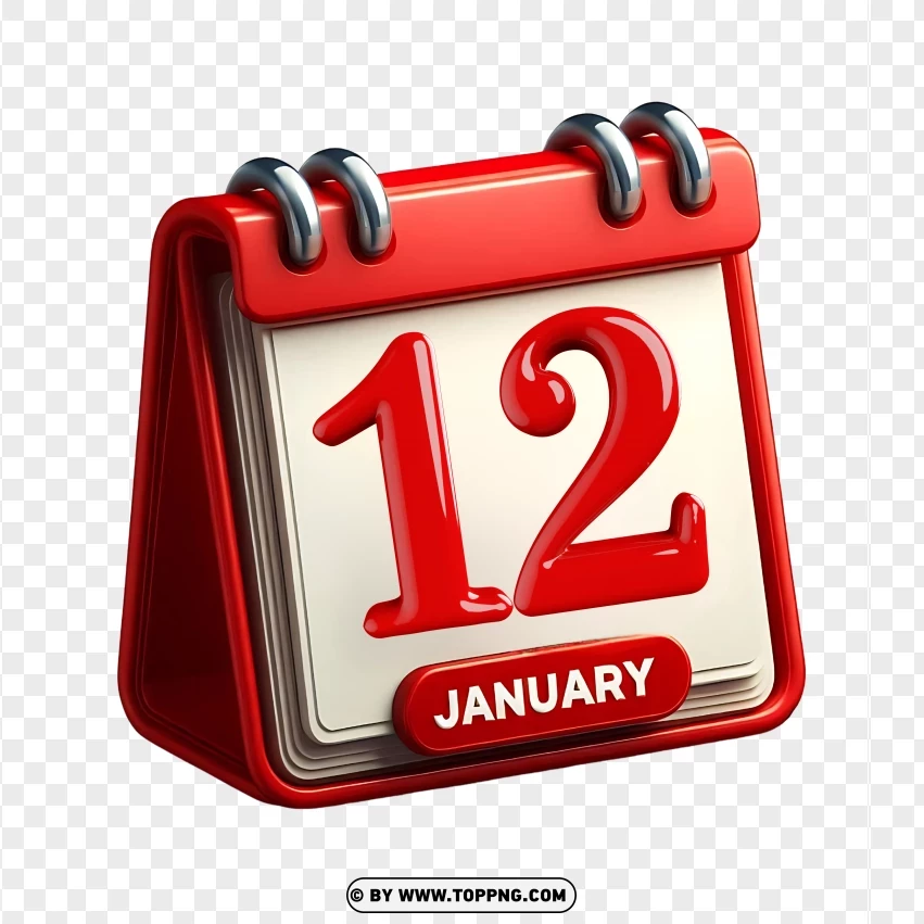 3d Calendar ,12th January,date