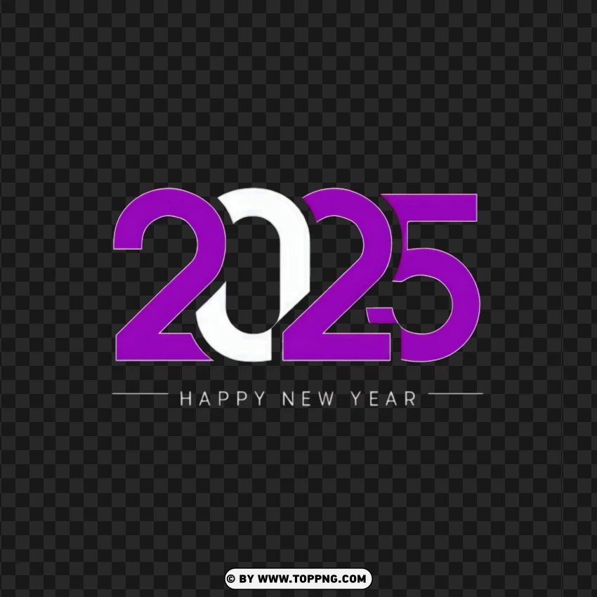 Smooth Purple And White 2025 Happy New Year Design PNG Transparent Background