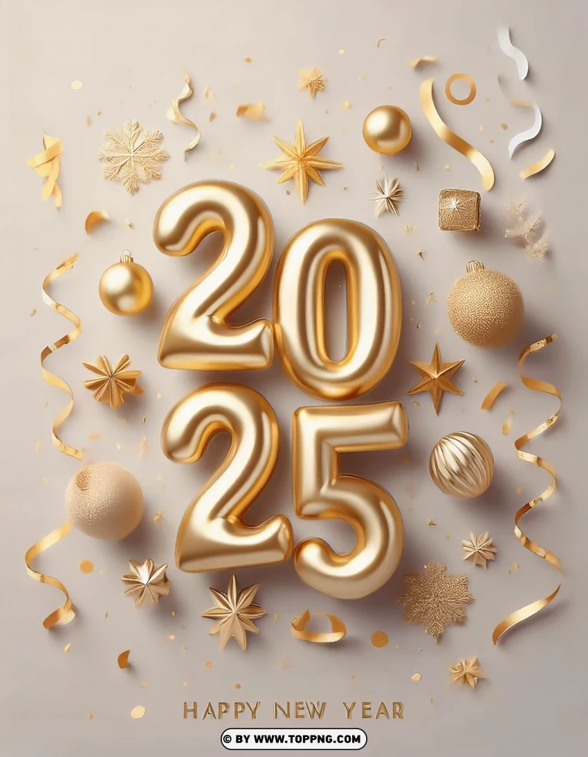 Golden Theme 2025 Holiday Wishes Card PNG Transparent Background