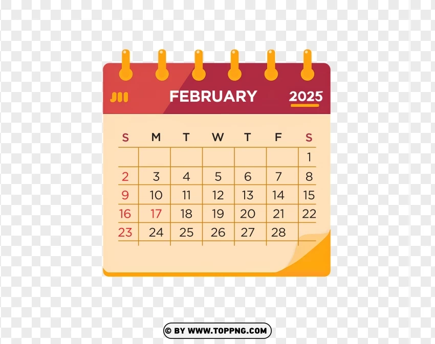 February 2025 Calendar PNG Transparent Background