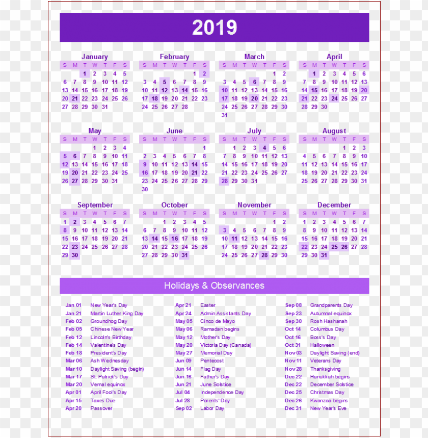 2019,2019 calendar,calendar,holidays & events