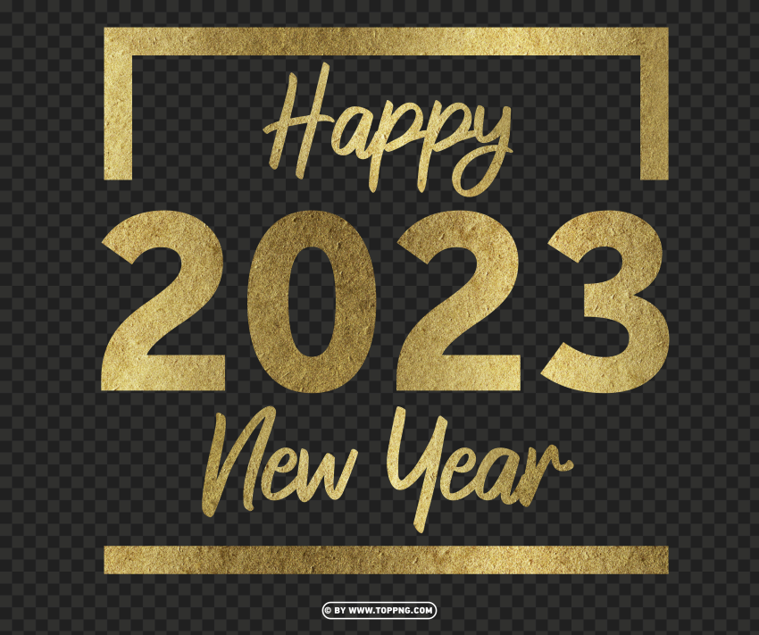 2023 Gold Happy New Year Design PNG Transparent Background